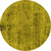 Round Persian Yellow Bohemian Rug, abs2061yw