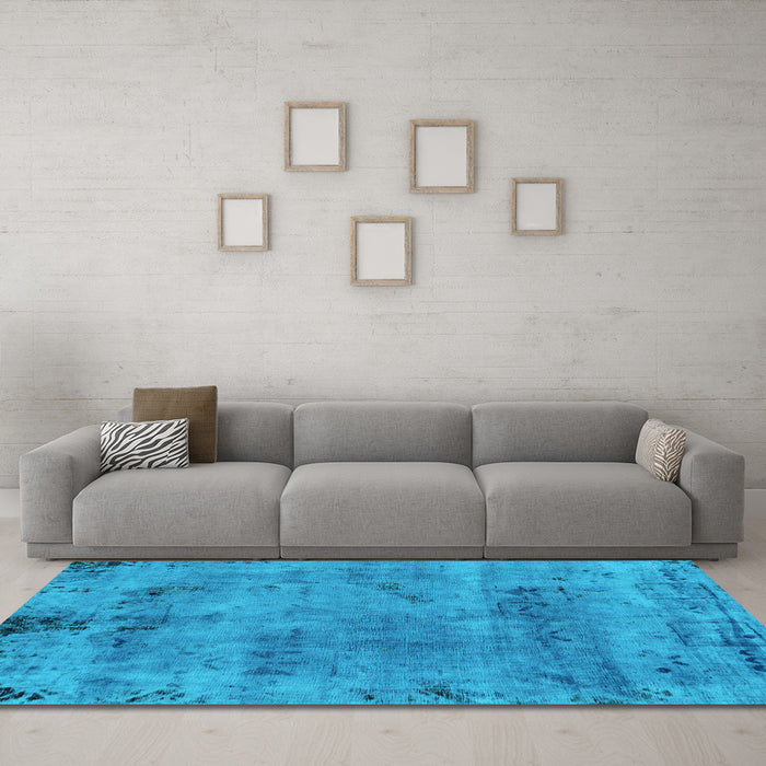 Machine Washable Persian Light Blue Bohemian Rug in a Living Room, wshabs2061lblu