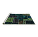 Sideview of Machine Washable Patchwork Turquoise Transitional Area Rugs, wshabs2062turq