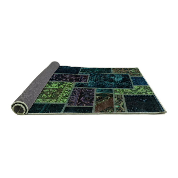 Sideview of Patchwork Turquoise Transitional Rug, abs2062turq