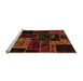 Sideview of Machine Washable Patchwork Orange Transitional Area Rugs, wshabs2062org