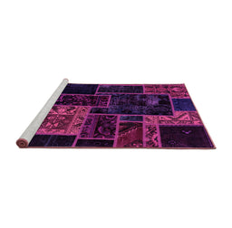 Sideview of Machine Washable Patchwork Pink Transitional Rug, wshabs2062pnk