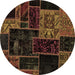 Round Patchwork Brown Transitional Rug, abs2062brn