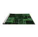 Sideview of Machine Washable Patchwork Emerald Green Transitional Area Rugs, wshabs2062emgrn