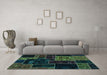 Machine Washable Patchwork Turquoise Transitional Area Rugs in a Living Room,, wshabs2062turq