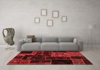 Machine Washable Patchwork Red Transitional Rug, wshabs2062red