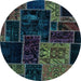 Round Patchwork Light Blue Transitional Rug, abs2062lblu