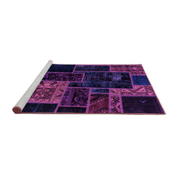 Sideview of Machine Washable Patchwork Purple Transitional Area Rugs, wshabs2062pur