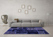 Machine Washable Patchwork Blue Transitional Rug in a Living Room, wshabs2062blu