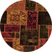 Round Machine Washable Patchwork Orange Transitional Area Rugs, wshabs2062org