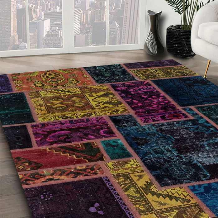 Machine Washable Abstract Coffee Brown Rug in a Family Room, wshabs2062