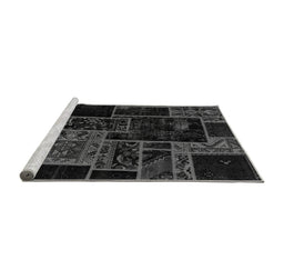 Sideview of Machine Washable Patchwork Gray Transitional Rug, wshabs2062gry