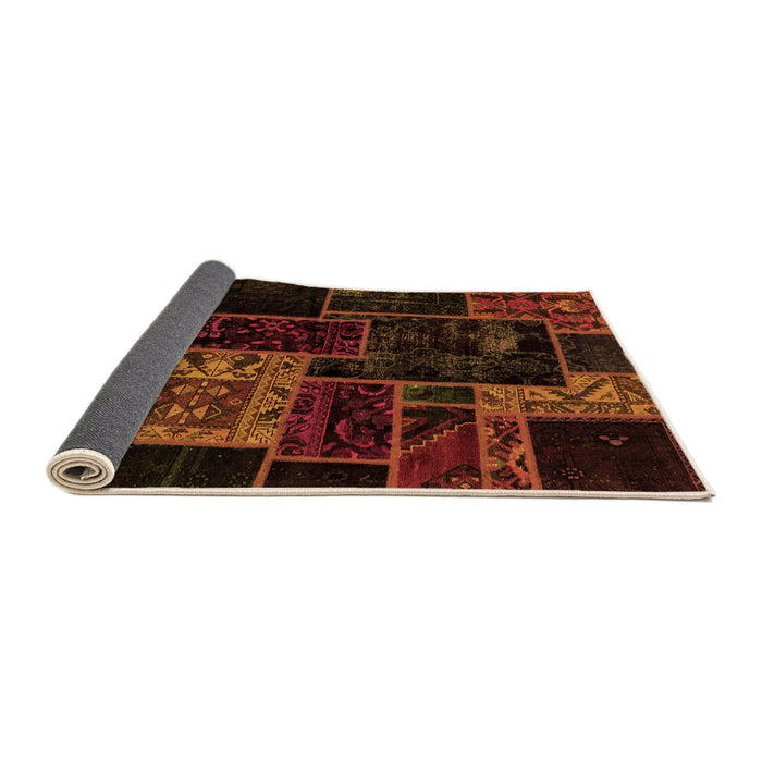 Sideview of Patchwork Orange Transitional Rug, abs2062org
