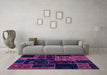 Machine Washable Patchwork Purple Transitional Area Rugs in a Living Room, wshabs2062pur