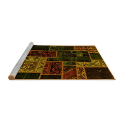 Sideview of Machine Washable Patchwork Yellow Transitional Rug, wshabs2062yw