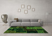 Machine Washable Patchwork Green Transitional Area Rugs in a Living Room,, wshabs2062grn