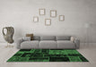 Machine Washable Patchwork Emerald Green Transitional Area Rugs in a Living Room,, wshabs2062emgrn