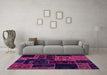 Machine Washable Patchwork Pink Transitional Rug in a Living Room, wshabs2062pnk