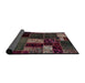 Sideview of Abstract Dark Scarlet Red Patchwork Rug, abs2063