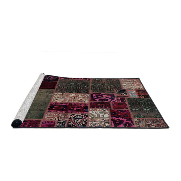 Sideview of Machine Washable Abstract Dark Scarlet Red Rug, wshabs2063