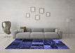 Machine Washable Patchwork Blue Transitional Rug in a Living Room, wshabs2063blu
