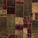 Square Patchwork Brown Transitional Rug, abs2063brn