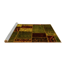 Sideview of Machine Washable Patchwork Yellow Transitional Rug, wshabs2063yw