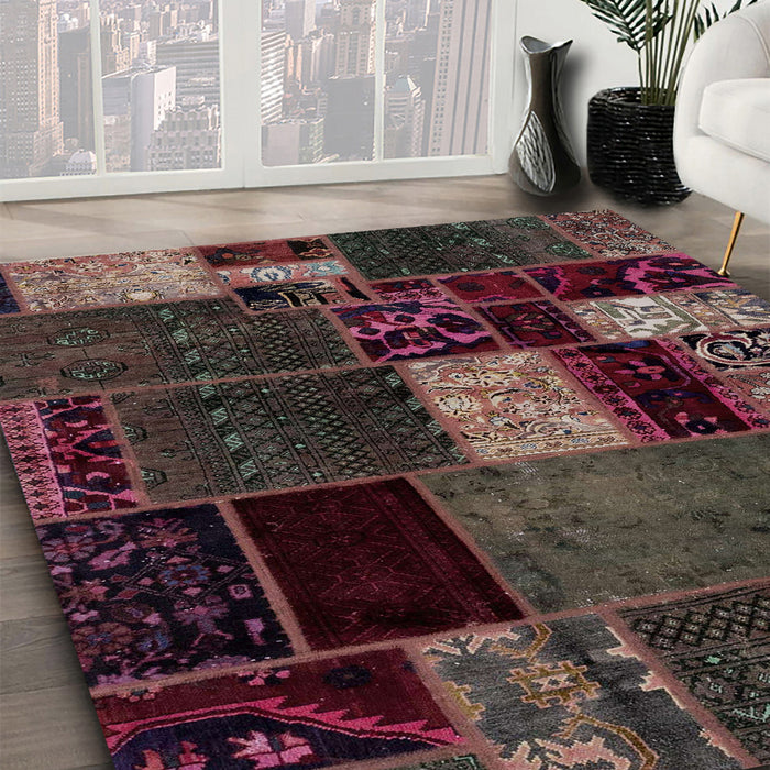 Machine Washable Abstract Dark Scarlet Red Rug in a Family Room, wshabs2063