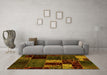 Machine Washable Patchwork Yellow Transitional Rug in a Living Room, wshabs2063yw