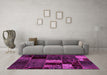 Machine Washable Patchwork Pink Transitional Rug in a Living Room, wshabs2063pnk