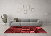 Machine Washable Patchwork Red Transitional Rug, wshabs2063red