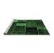 Sideview of Machine Washable Patchwork Emerald Green Transitional Area Rugs, wshabs2063emgrn
