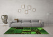 Machine Washable Patchwork Green Transitional Area Rugs in a Living Room,, wshabs2063grn