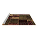 Sideview of Machine Washable Patchwork Brown Transitional Rug, wshabs2063brn