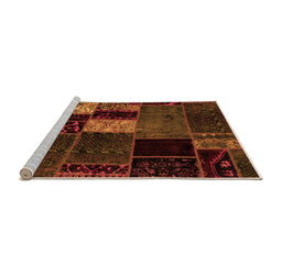 Sideview of Machine Washable Patchwork Orange Transitional Area Rugs, wshabs2063org