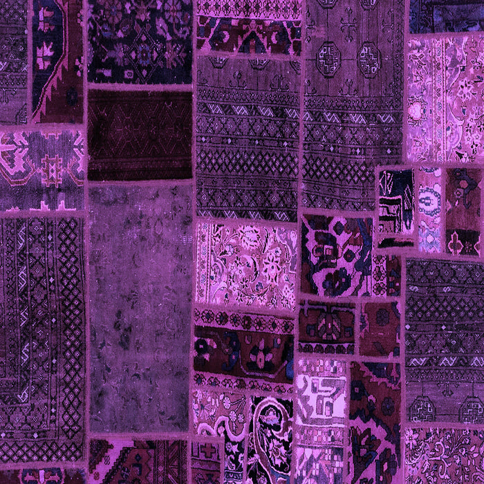 Square Patchwork Purple Transitional Rug, abs2063pur
