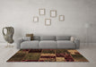 Machine Washable Patchwork Brown Transitional Rug in a Living Room,, wshabs2063brn