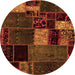 Round Patchwork Orange Transitional Rug, abs2063org