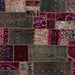 Square Abstract Dark Scarlet Red Patchwork Rug, abs2063