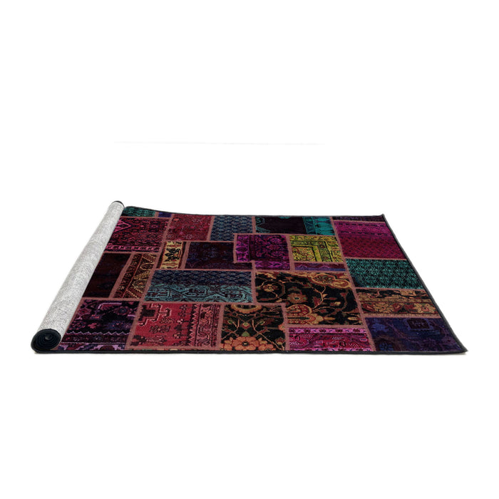 Sideview of Machine Washable Abstract Velvet Maroon Purple Rug, wshabs2064