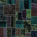 Square Patchwork Turquoise Transitional Rug, abs2064turq