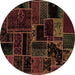 Round Patchwork Brown Transitional Rug, abs2064brn