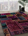 Abstract Maroon Purple Patchwork Rug in Family Room, abs2064