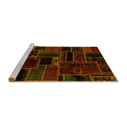 Sideview of Machine Washable Patchwork Yellow Transitional Rug, wshabs2064yw