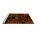 Sideview of Machine Washable Patchwork Yellow Transitional Rug, wshabs2064yw