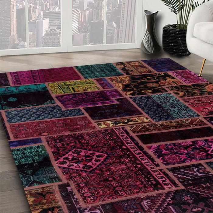Machine Washable Abstract Velvet Maroon Purple Rug in a Family Room, wshabs2064