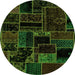 Round Patchwork Green Transitional Rug, abs2064grn