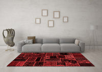 Machine Washable Patchwork Red Transitional Rug, wshabs2064red