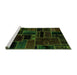 Sideview of Machine Washable Patchwork Green Transitional Area Rugs, wshabs2064grn