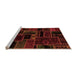 Sideview of Machine Washable Patchwork Orange Transitional Area Rugs, wshabs2064org